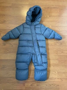 MILES THE LABEL SNOWSUIT HOODED PUFFER SIZE 12 MONTHS BLUE NWOT - Picture 1 of 4