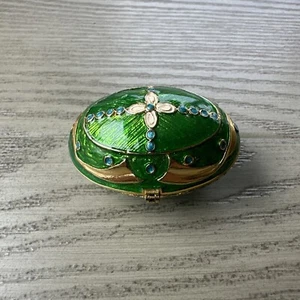 Green Gold Trincket Box Egg 2 inches - Picture 1 of 5