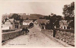 Aughrim Co. Wicklow RPPC Postcard. Street Scene, Donkey & Cart, Lawless's Hotel - Picture 1 of 2