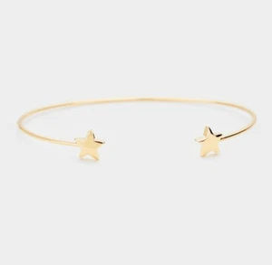 Gold Double Star Style Cuff Fashion Bracelet Bangle Casual Metal Jewelry Cute - Picture 1 of 2