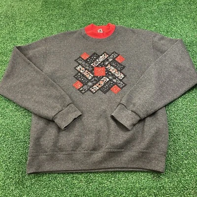 Suéter Jerzees Vintage Hombres Pequeño Gris Negro Pullover Sudadera Bordada Y2K Foto 1 de 4