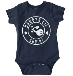 Daddy's Lil Squirt Funny Baby Shower Gift Newborn Baby Boy Girl Infant Romper - Picture 1 of 18