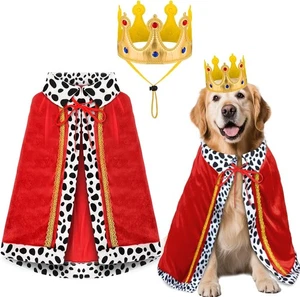 Large Dog Halloween Costumes Dog King Costumes Cape Crown for Medium Dogs Funny - Picture 1 of 7