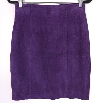DAVID BENJAMIN COLLECTION Skirt Size 8 GENUINE LEATHER Purple Straight 9-9189-3 - Image 1 of 4