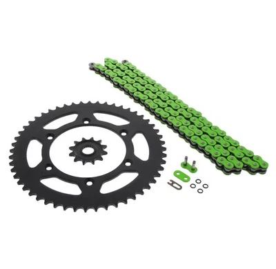 Cadena de junta tórica verde y piñón negros para Yamaha WR250F 2007-2013 12/52 116L Foto 1 de 4