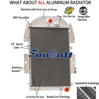 3Core Radiator for 34-1936 Chevy Master Deluxe Standard Truck Pickup DB 3.4L Foto 1 de 4