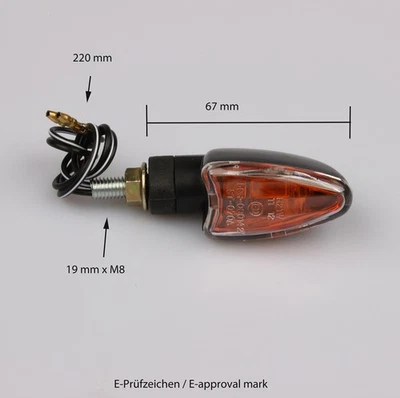 Motorrad Mini-Blinker Pfeil klares Glas UNIVERSAL E-geprüft! - Bild 1 von 2