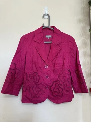 Per Una Pink/Magenta Colour 100% linen lined Coat Blazer Wedding Party size 12 - Image 1 of 4