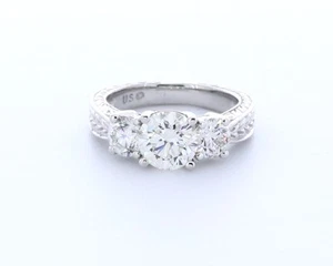 2.6CT Lab-Created Diamond D/VS1 Round Cut 14K Gold Prong Vintage Engagement Ring - Picture 1 of 4