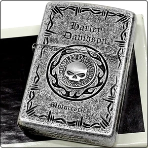 ZIPPOHarleyDavidsonSkullBarbedWireBarrelDesign Rare Collectible Lighter Japan JP - Picture 1 of 5