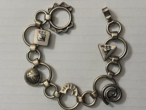 Pulsera modernista geométrica vintage de plata de ley JZH 7,25 Joan Z Horn - Imagen 1 de 5