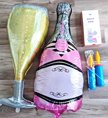 Botella de champán y globos de vidrio Mylar para celebraciones, PLUS MR.PEN 2 BOMBAS Foto 1 de 2