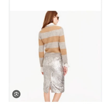 J. Falda Lápiz Crew Allover Lentejuelas Plateada 16 Vacaciones Falda Lápiz Formal Glamour Foto 1 de 4