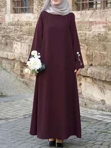 Langes lockeres Kleid Abaya muslimische Frauen Kaftan lässig Abend Maxi Morgenmantel Dubai Türkei - Bild 1 von 21