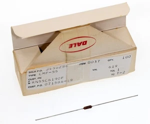 DALE VISHAY RN55C6190F, 619Ω Ohms 1/4W 1% Metal Film Resistor, Box of 100 - Picture 1 of 3