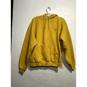 Champion yellow mens fleece hoodie large classic normcore streetwear urban - Picture 1 of 5