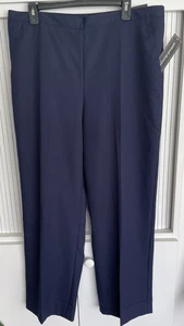 NWT Alfred Dunner Women's Navy Classic Fit Elastic Waist Back Pull on Pants 16 - Picture 1 of 5