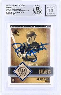 Robin Yount Brewers Signed 2002 Upper Deck SP Legendary Cuts #B-RYO BAS 10 Card - Image 1 of 3