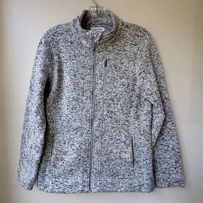 Chaqueta polar Calvin Klein cremallera completa gris jaspeado aire libre otoño informal  Foto 1 de 4