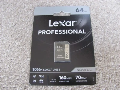 Lexar 64GB Professional 1066x SDXC Memory Card, UHS-I, C10, U3, V30, Full HD, 4K - Image 1 of 4