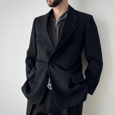 Blazer masculino antigo de lã preto europeu da década de 1920 - Imagem 1 de 4