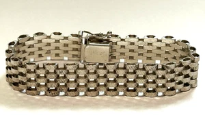 ALX Italy Sterling Silver 925 Textured Panther Link Bracelet 7.25" - Picture 1 of 7