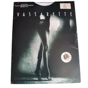 Vassarette Rose Trim Control Top Sheer Pantyhose Shadow Toe White Small 9071 90s - Picture 1 of 4