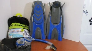 US DIVERS~SNORKEL SET w/ DIVING MASK, FINS, & SNORKELwith BAG~Adult L / XL - Picture 1 of 7