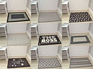 Dark Grey Front Door Rugs Pet Theme Dog Cat Washable Rubber Back Doormats Cheap - Picture 1 of 10