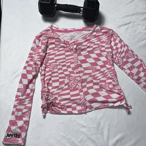 JUSTICE GIRLS PINK T-SHIRT, LONG SLEEVES, SIZE S 7/8 #1007 - Picture 1 of 5