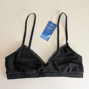 NWT Cosabella Soft Pima Cotton V Neck Bralette Small Black Lorena SFTCO1301 - Picture 1 of 14
