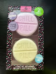 New Be Body & Earth 2 Chill Pill Bath Bombs Lavender Coconut Lime - Picture 1 of 2