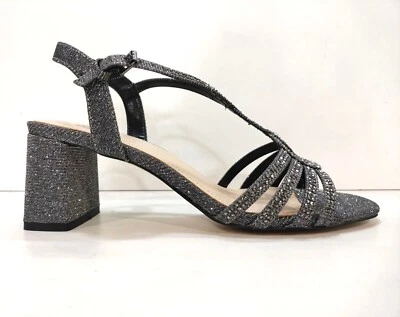 BiBi Lou - Women's Sandal Fabric Laminated Charcoal and Rhinestones Only 38 - Image 1 of 4