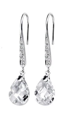 Elements sterling silver and clear cz teardrop hook earrings - Image 1 of 2