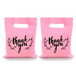 100 PCS Small Thank You Merchandise Bags Plastic Goodie Bags Party Favor Bags - Picture 1 of 5
