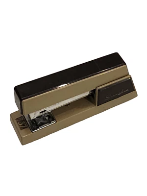 Vintage Swingline 737 Metal Hand Stapler Tan Brown Office Supply USA Desktop MCM - Image 1 of 4
