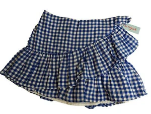 Cat and Jack Girl size 14 Blue White Check Gingham Ruffle Lined Skirt Whimsical - Picture 1 of 10