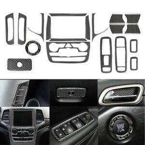 19Pcs For Jeep Grand Cherokee 2011-2020 Carbon Fiber Full Interior Kit Set Cover