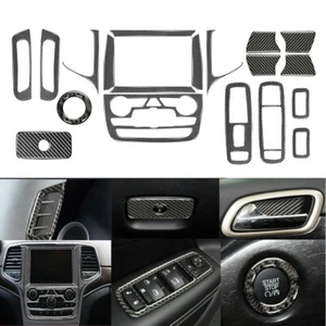 19Pcs For Jeep Grand Cherokee 2011-2020 Carbon Fiber Full Interior Kit Set Cover - Picture 1 of 9