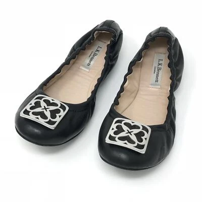 Zapatos planos de ballet LK Bennett talla 6/36 negros bailarina roseta logotipo twee profesional Foto 1 de 4