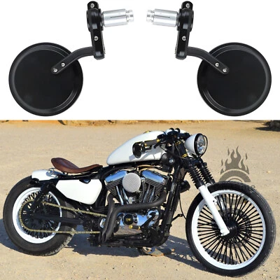Motorcycle 7/8" Rotatable Handle Bar End Mirrors For Harley Davidson Cafe Racer - Изображение 1 из 4