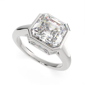 2.10ct Halo Asscher Lab Created Diamond 925 Sterling Silver Engagement Ring - Picture 1 of 5