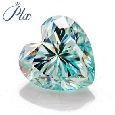 Aqua Blue Heart Moissanite Loose Stones VVS1 D Color with GRA Certificate - Image 1 of 4