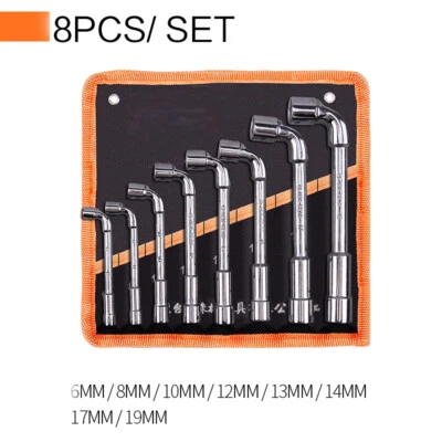 6/8/10/12/13/14/17/19mm L Shaped Angled Open Hex 6 Point Socket Wrench Set - Image 1 of 4