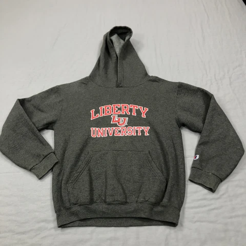 Liberty Flames Hoodie Youth Large Hooded Sweat Shirt Sweater Pull Over Kids Gray Cover