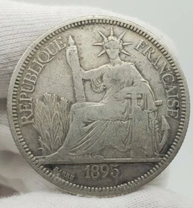 Indochine1 Piastre 1895 A Silver Coin 90% Indochina France French Round Bullion - Picture 1 of 4
