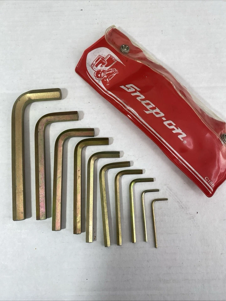 Snap-On 10 Piece Allen Wrench Set Metric Hex Key C15B 12mm - 2mm (missing 11mm) - Image 1 of 4