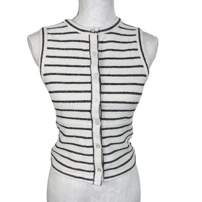 Cárdigan sin mangas Madewell XS cintura azul a rayas nuevo con etiquetas Foto 1 de 4