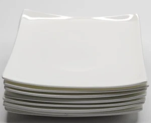 "Lote de 8 platos de almuerzo cuadrados blancos Fitz & Floyd Nevaeh 6X6"" porcelana de hueso fino" - Imagen 1 de 9