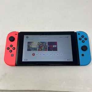 Nintendo Switch with Neon Blue and Neon Red Joy-Con (HAC-001-01) TESTED - Picture 1 of 11